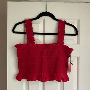 Smocked Ruffled Red Top